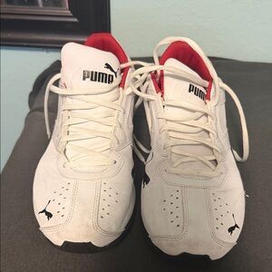 Puma White Sneakers with Red Highlights